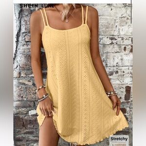 SHEIN Yellow Eyelet Women's Dress